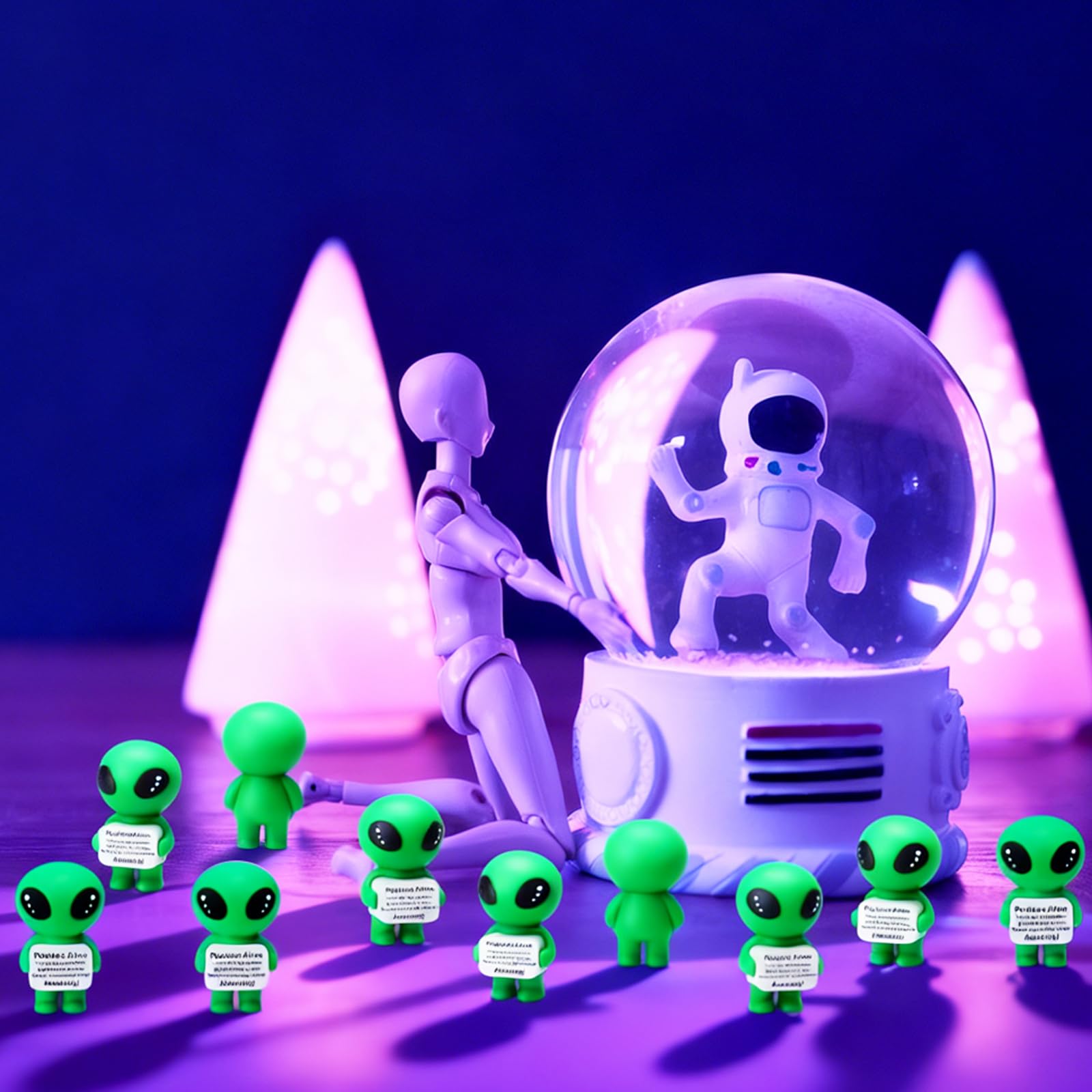 Soulchen 50 Pcs Employee Inspirational Gifts Mini Cool Alien Animal Decor Positive Rubber Alien for Daily Encouragement Self Affirmation UFO Geeky Decor