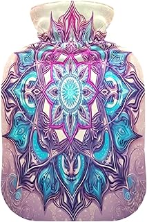 Wajiw Hot Water Bottle with Cover 2L Warm Water Bottle for Hot and Cold Compress Hot and Cold Therapies,Hand Feet Warmer,Mandela Pattern