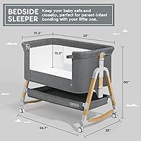 Vista 4 de HARPPA Moisés Acogedor, Moisés para Bebé 3 en 1, Moisés Mecedora de Cabecera con Ruedas, 5 Alturas Ajustables, Incluye Mosquitera, Colchón, Correa
