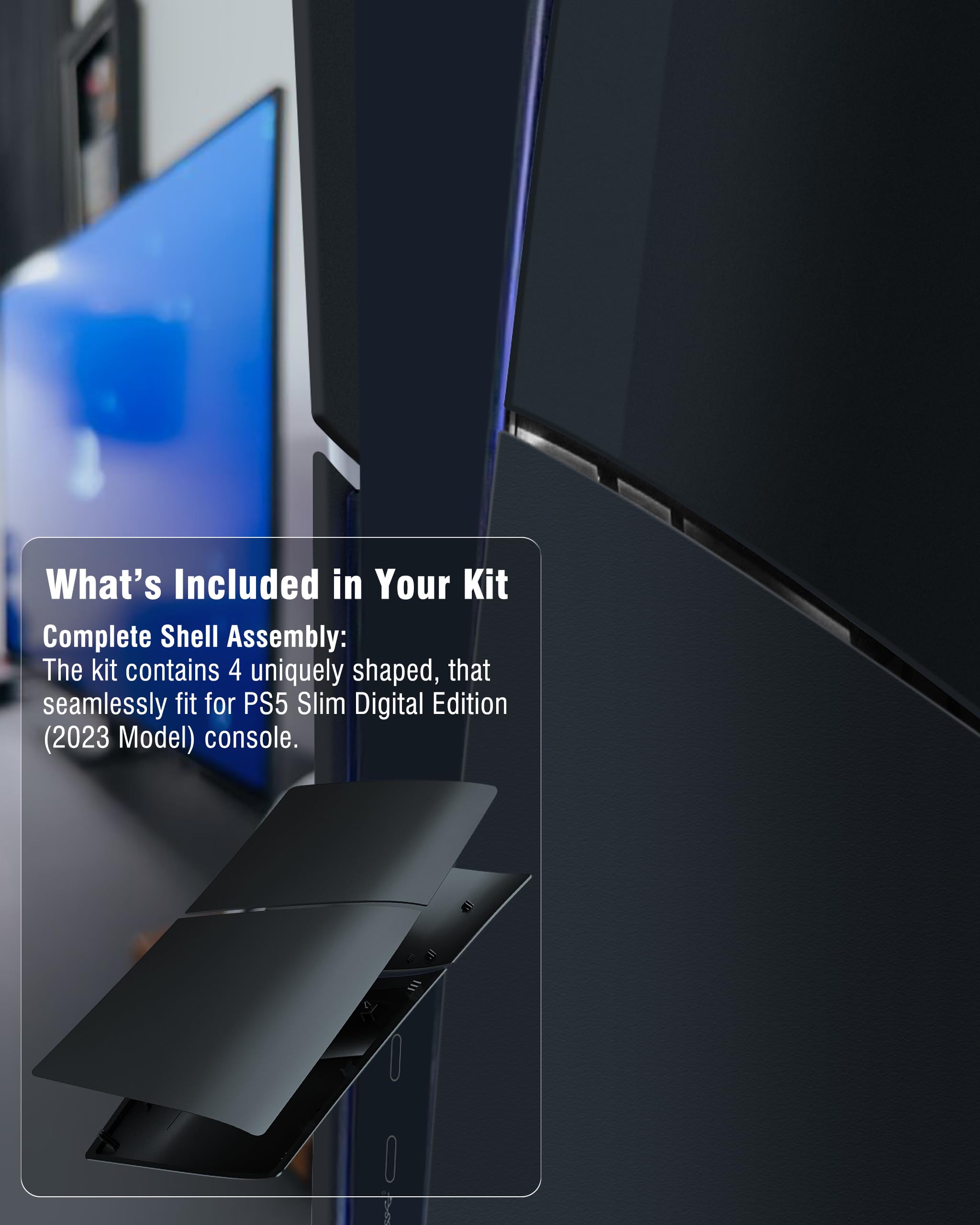Joso Płyta czołowa do PS5 Slim Digital Edition, odporna na zarysowania obudowa pyłoszczelna, osłona pasuje do konsoli PS5 Slim, płyty do akcesoriów PS5 Slim, łatwa instalacja