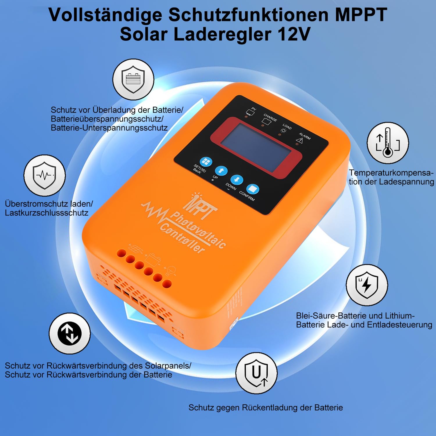 【60A Regulador MPPT Bluetooth WIFI】KWODE 60A 12V/24V/36V/48V Controlador de Carga Solar Regulador Solar MPPT Bluetooth WIFI Regulador de Carga para Ácido de Plomo, Gel,Fosfato,Turner, Litio Baterías