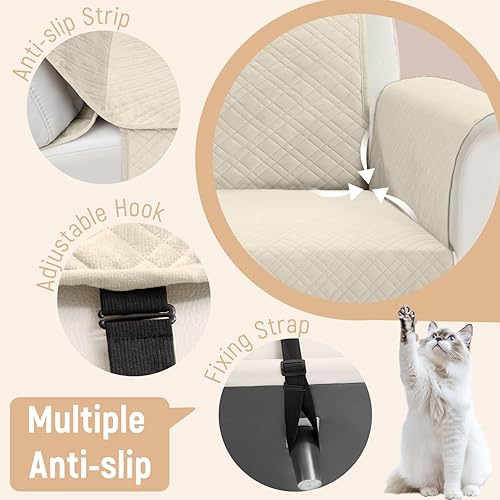 Miniatura 3 de Funda impermeable en forma de L para sofá seccional, funda acolchada de terciopelo para sofá esquinero, en forma de L, protector de muebles con