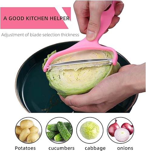 Miniatura 3 de egetable, papa, pelador de frutas, máquina de corte de repollo de cocina triturada de acero inoxidable, cuchillo de pelar gadget de col rallado, una