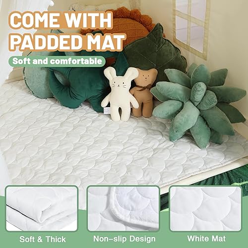 Miniatura 10 de Wilwolfer Tienda de campaña azul para niños con alfombra, luces de estrella, tiendas de campaña para niños pequeños, tienda de campaña para