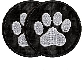 2 Pieces Dog Paw Tactical Patches Military Uniform Emblem Patches, Embroidered Applique Hook & Loop Patch for Caps, Backpacks, Clothes, Vest, Military Uniforms, Tactical Gears Etc