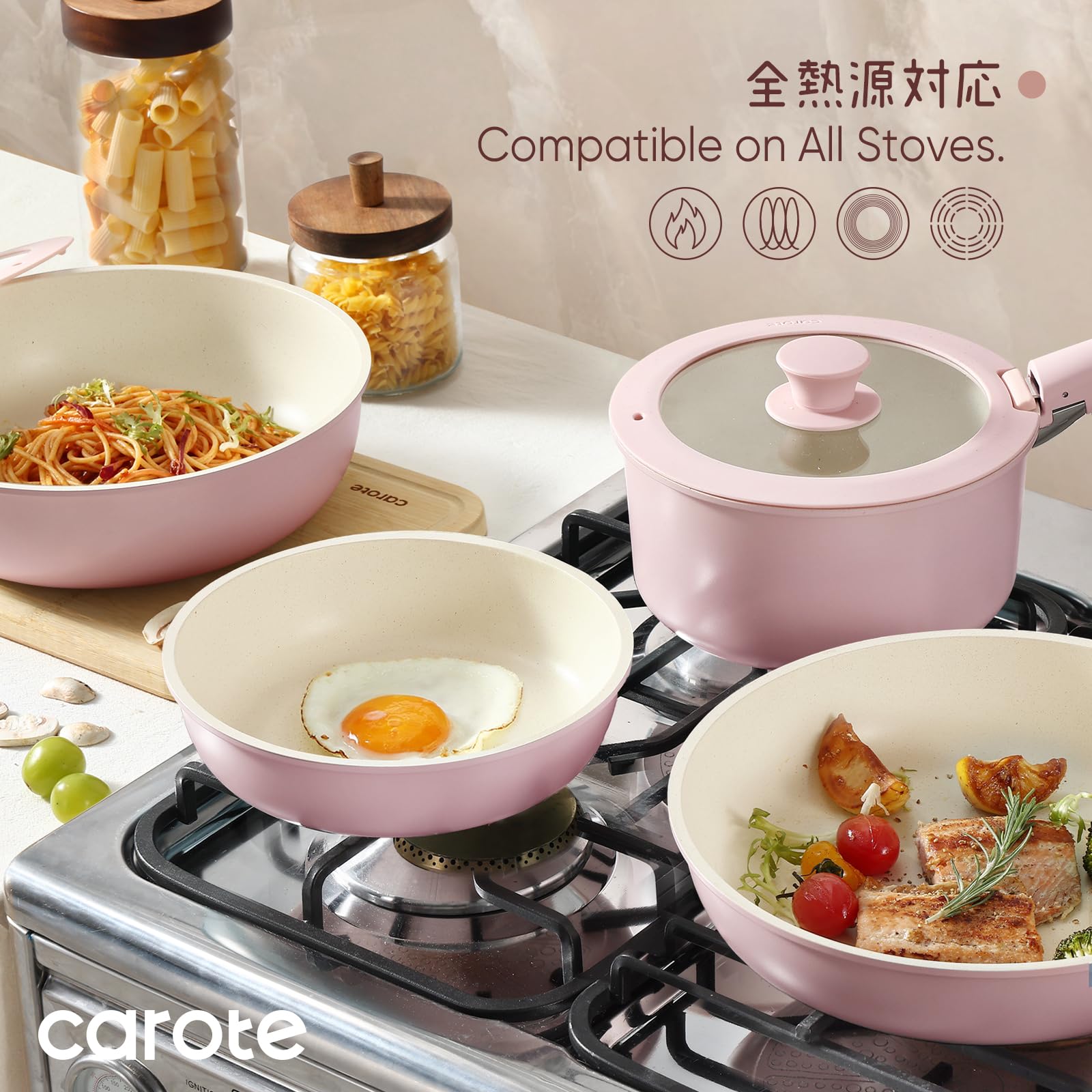 Amazon.co.jp: CAROTE カローテ フライパン セット 16点 IH対応 ガス火