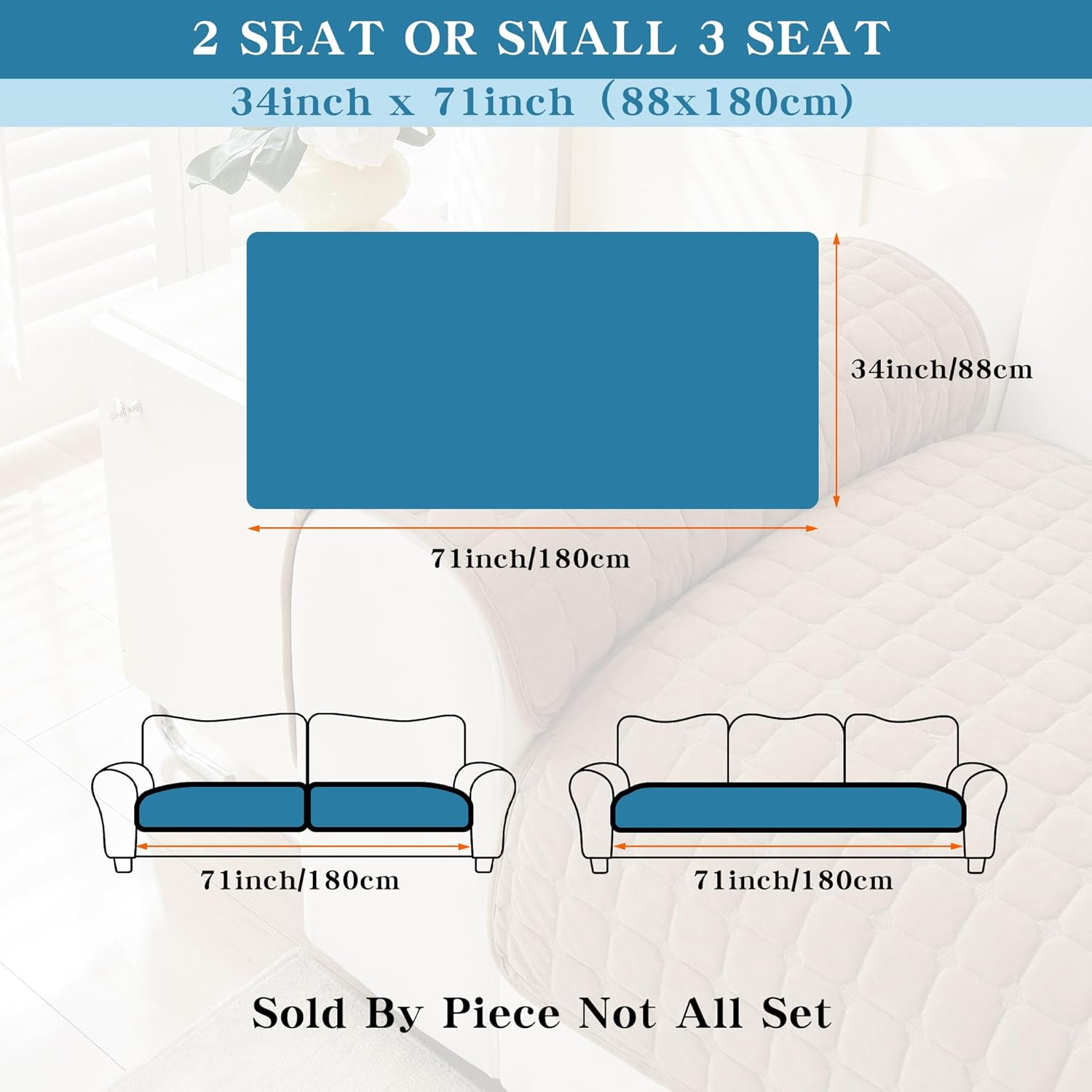 MYSKY HOME Sofa Cover, Couch Cover for Dogs Washable, Sectional Couch Covers, Sofa Slipcovers for 2-3 Cushion Couch Sofa, Anti Slip Furniture Protector Covers for Pets (Khaki, 34"x 71", Only 1 PCS)