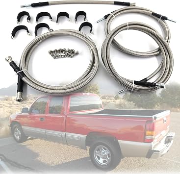 Stainless Steel Braided Fuel Lines Kit 819-840 Quick Fix Fit for 1999 2000 2001 2002 2003 Chevy Silverado 1500 2500 GMC Sierra 1500 2500 OE# 15043857, 15765803