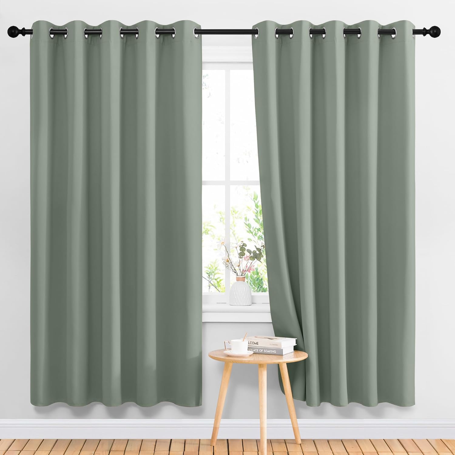 NICETOWN Bedroom Blackout Curtains for Doorway - Thermal Insulated Grommet Room Darkening Large Window Treatments Sound Proof for Living Room/Sliding Door (Greyish Blue, 2 Panels, W66 x L72) Greyish Blue 66"W x 72"L (Pack of 2)