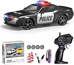 RC Drift Car, 1:24 Scale Police Car Toy, 4WD RC Car Toy with Lights, Birthday Gift Ideas for Teens (1 Battery)