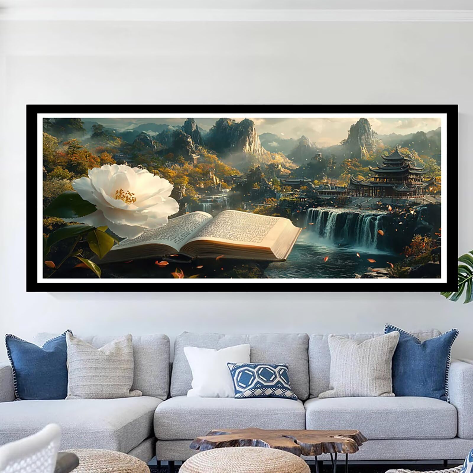 Diamentowe malowanie kwiaty 5D diamentowe rysunki DIY diamentowe malowanie dla dorosłych książki diamentowe malowanie zestaw DIY dzieci kryształ prezent na ścianę domu 55x110cm CJ0P1367