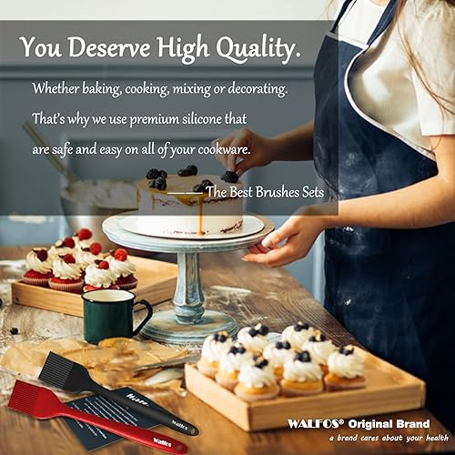 Miniatura 32 de Walfos Cepillo de silicona para pastelería, juego de cepillos para untar resistentes al calor, perfecto para hornear, parrilla de barbacoa, cocina