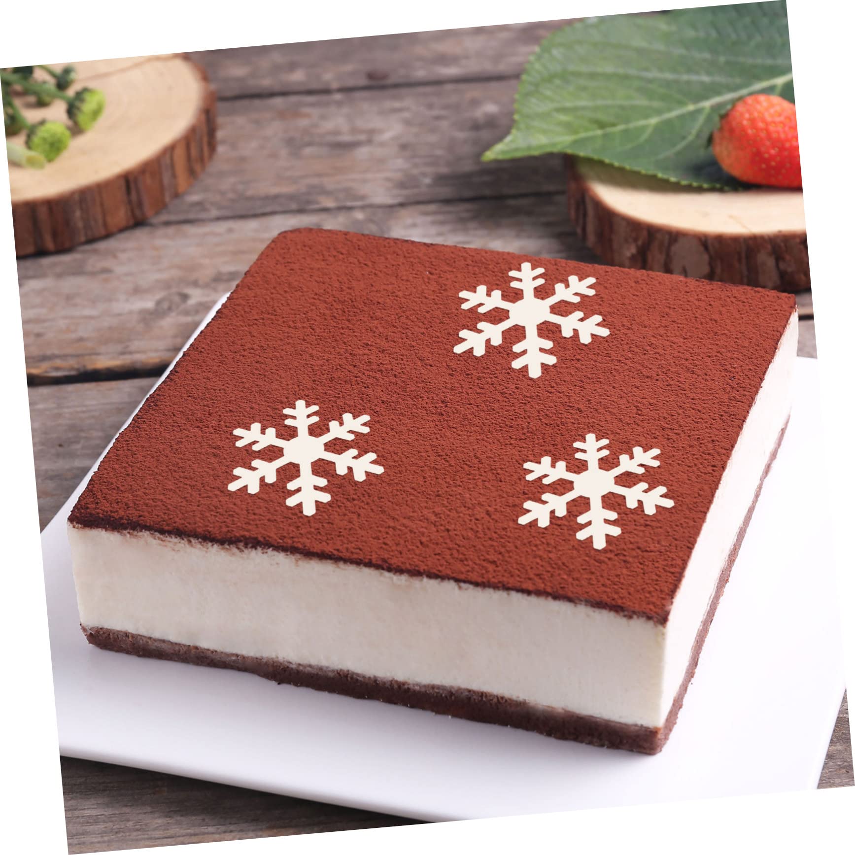 Cabilock 4pcs Christmas Cake Decorating Stencils Creative Drawing Templates for Sugar Powder Spray and Coffee Art for Cakes and