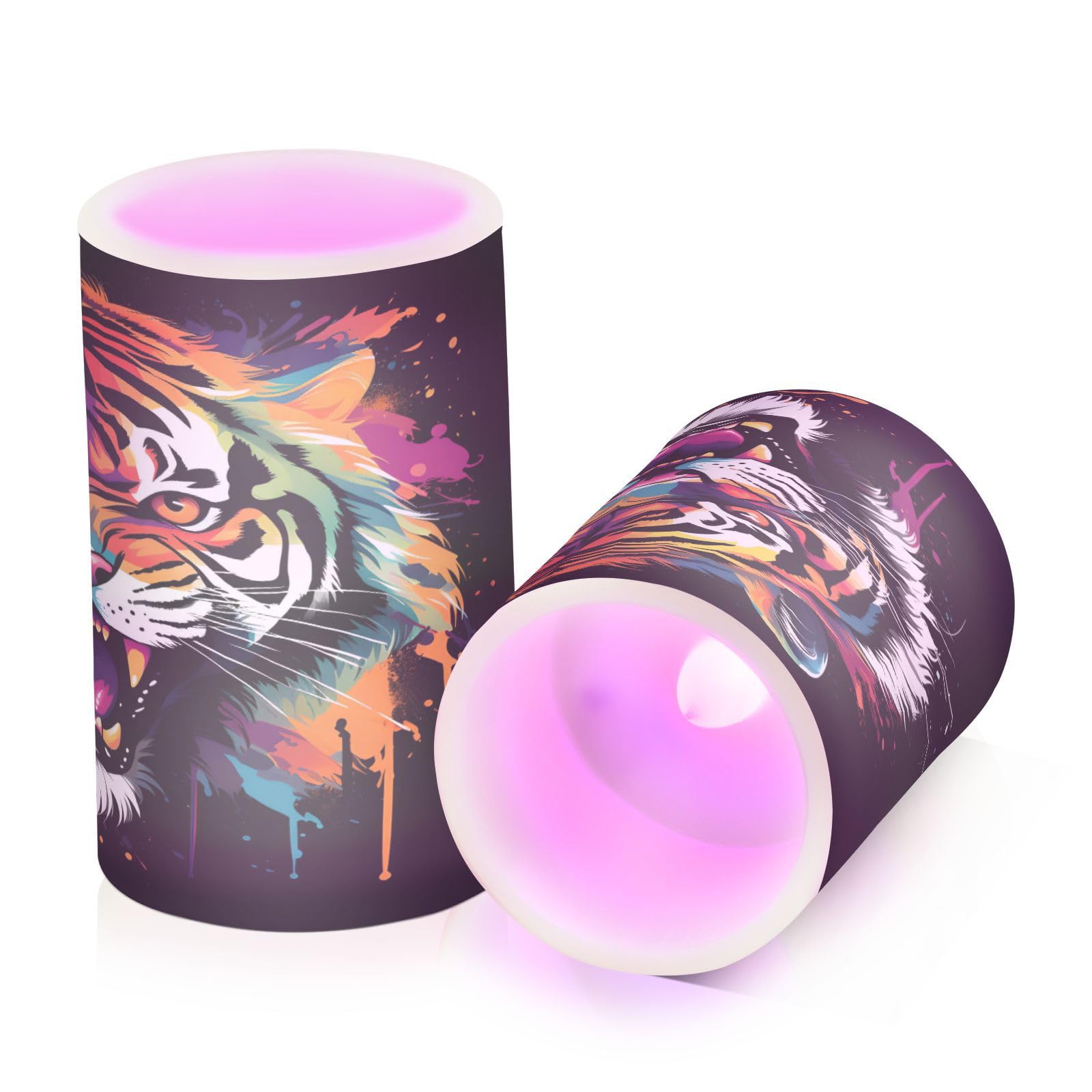 ALAZA Tiger (13) Flickering Flameless Candles Battery Operated with Remote Timer,Tea Light Candles LED Pillar Votive Candles Set of 2 for Outdoor Indoor Decorations