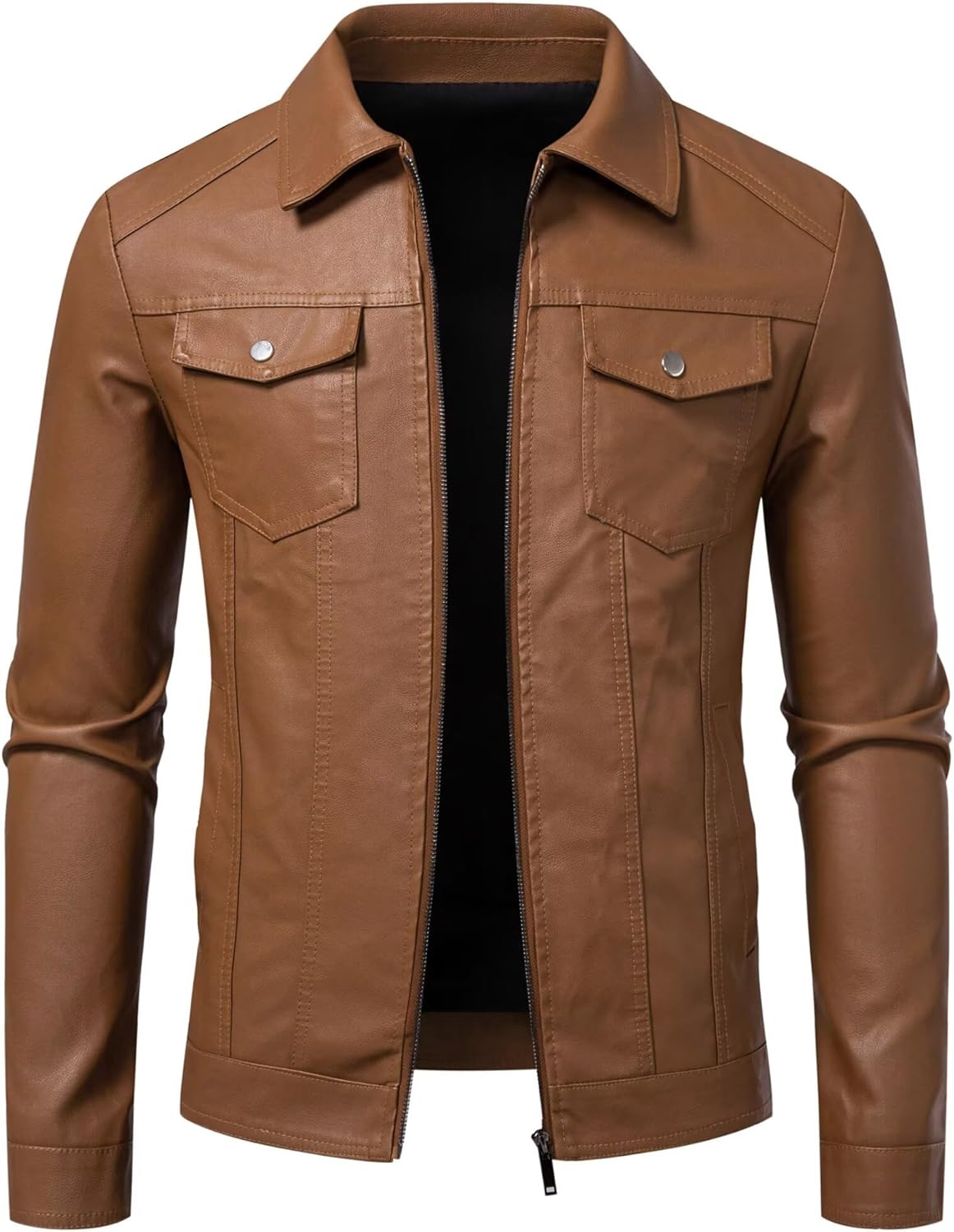 Leather Jacket Men Black Faux Leather Jackets Mens Moto Biker Coat Outwear Windproof