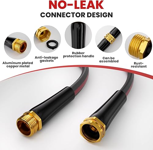 Miniatura 2 de Manguera de jardín no expandible de 50 pies con núcleo de látex de 8 capas, ligera y sin torceduras, manguera de agua flexible y resistente para