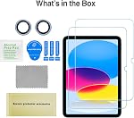 ProCase Protecteur d'écran pour iPad A16 2025 11th/10th 2022 Génération (11-inch/10.9), 2 Films de verre trempés avec 2 Protecteurs d'objectifs de caméra -Blue