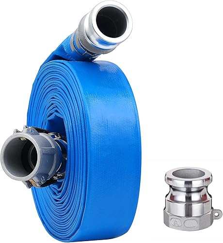 Vista 16 de Manguera de descarga plana de PVC de 2 pulgadas x 100 pies con accesorios de aluminio Camlock C y E, accesorio de bloqueo de leva tipo F incluido