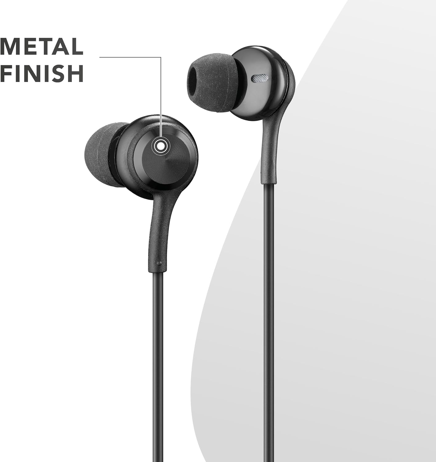 in-Ear Earphones - Wired Earphones with Microphone - USB-C Compatibility - Metal Details - Black