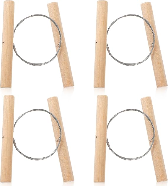 4 Pcs Clay Cutters, Pottery Wire Tools Wire Cheese Cutter Clay Tools Pottery Trimming Tool Clays Accessories for Ceramics Tool Earthenware Clays Sculpting Plasticine Dough Mud Line (Wood Color)