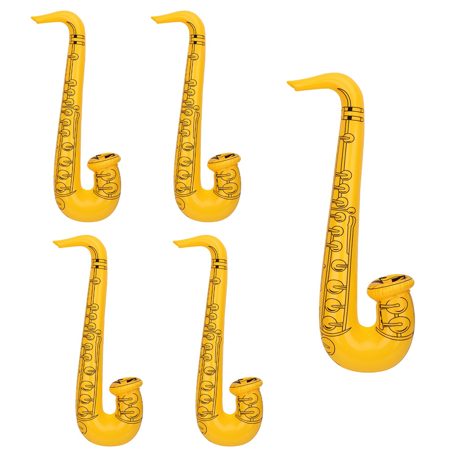 Trimming Shop Inflatable Saxophone Balloon 5pcs, Yellow