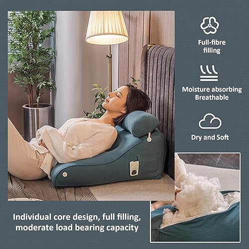 Miniatura 4 de CUSENA Almohada de lectura triangular con cuña para cabecero y reposo de cama cojín de apoyo para la espalda para leer jugar ver la televisión con