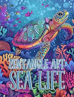 Zentangle Art: Sea LIfe: Explore the calming world of Zentangle Sea Life with intricate designs of ocean creatures. - Buy now