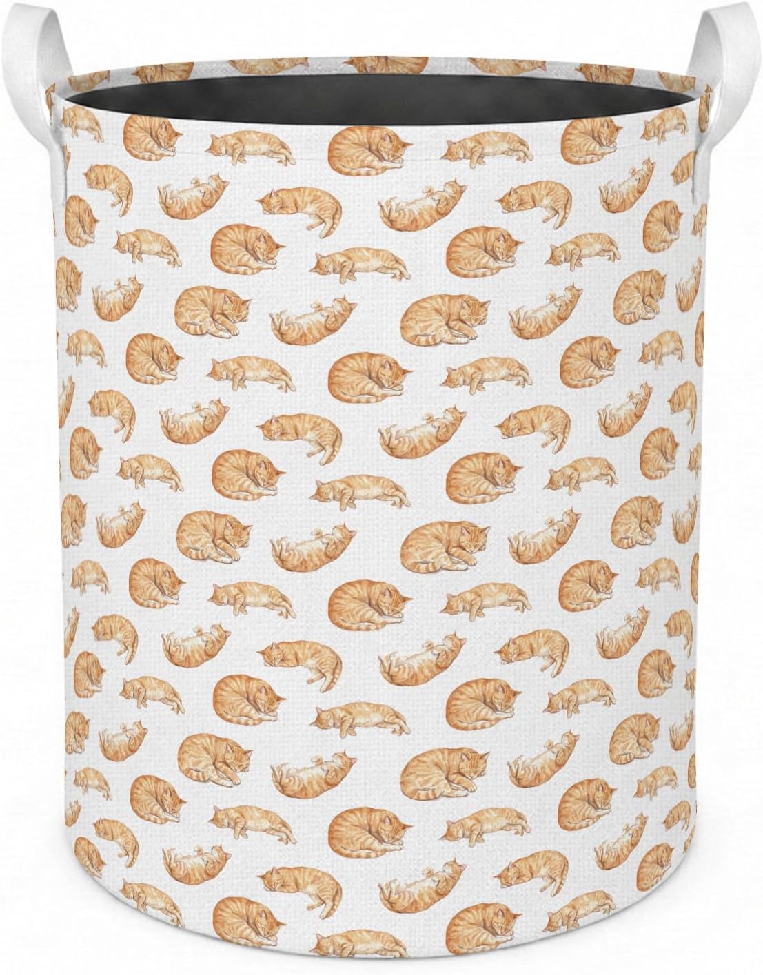 Orange Tabby Cat Laundry Basket with Handles,46L