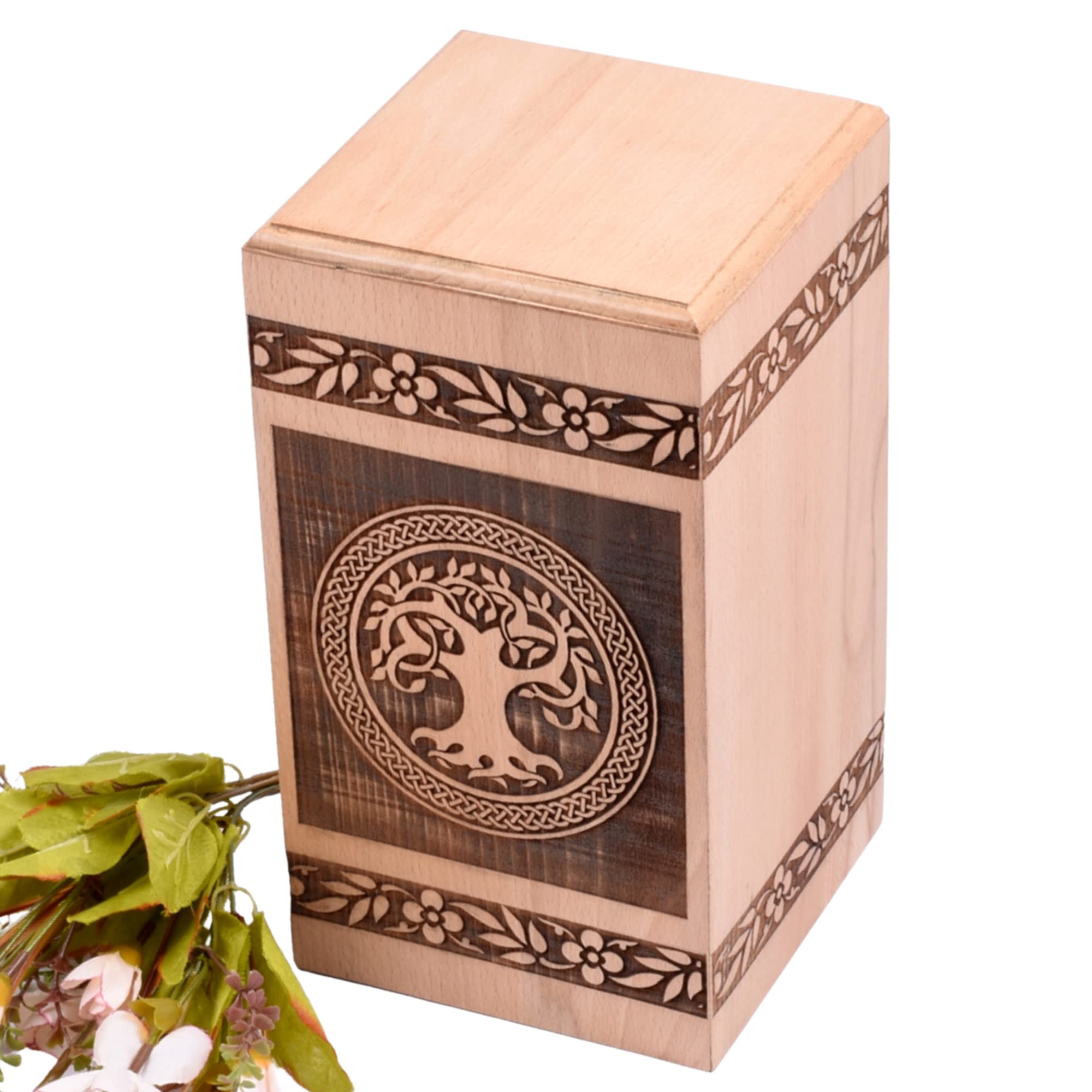 Urna in palissandro per ceneri umane, scatola di legno dell'albero della vita, urna per cremazione personalizzata per ceneri artigianali grande scatol