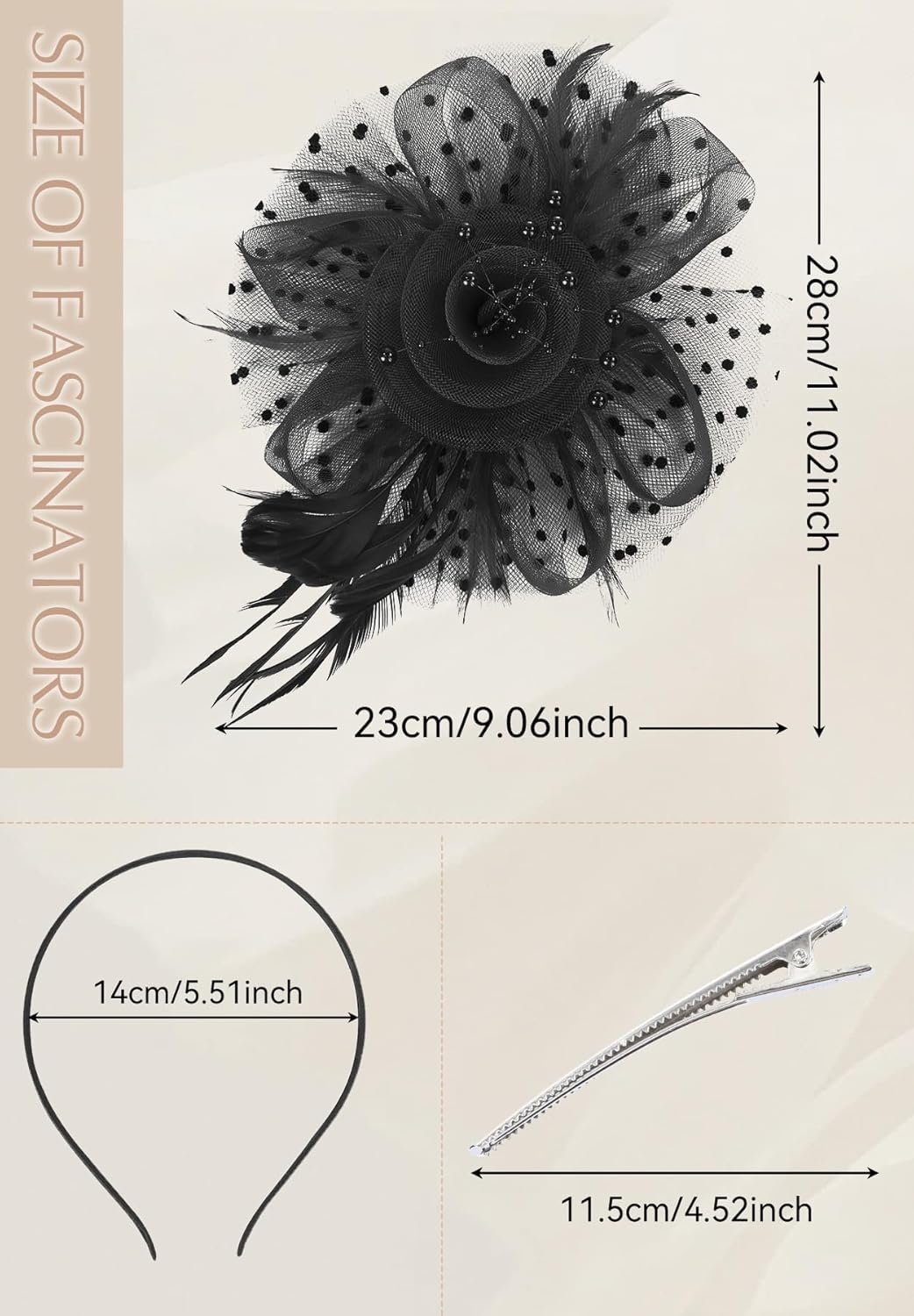 Zando 2025 Mesh Ken-Tucky Derby Fascinators Hats for Women Girls with Clip and Headband Vintage Wedding Church Tea Party - Image 5