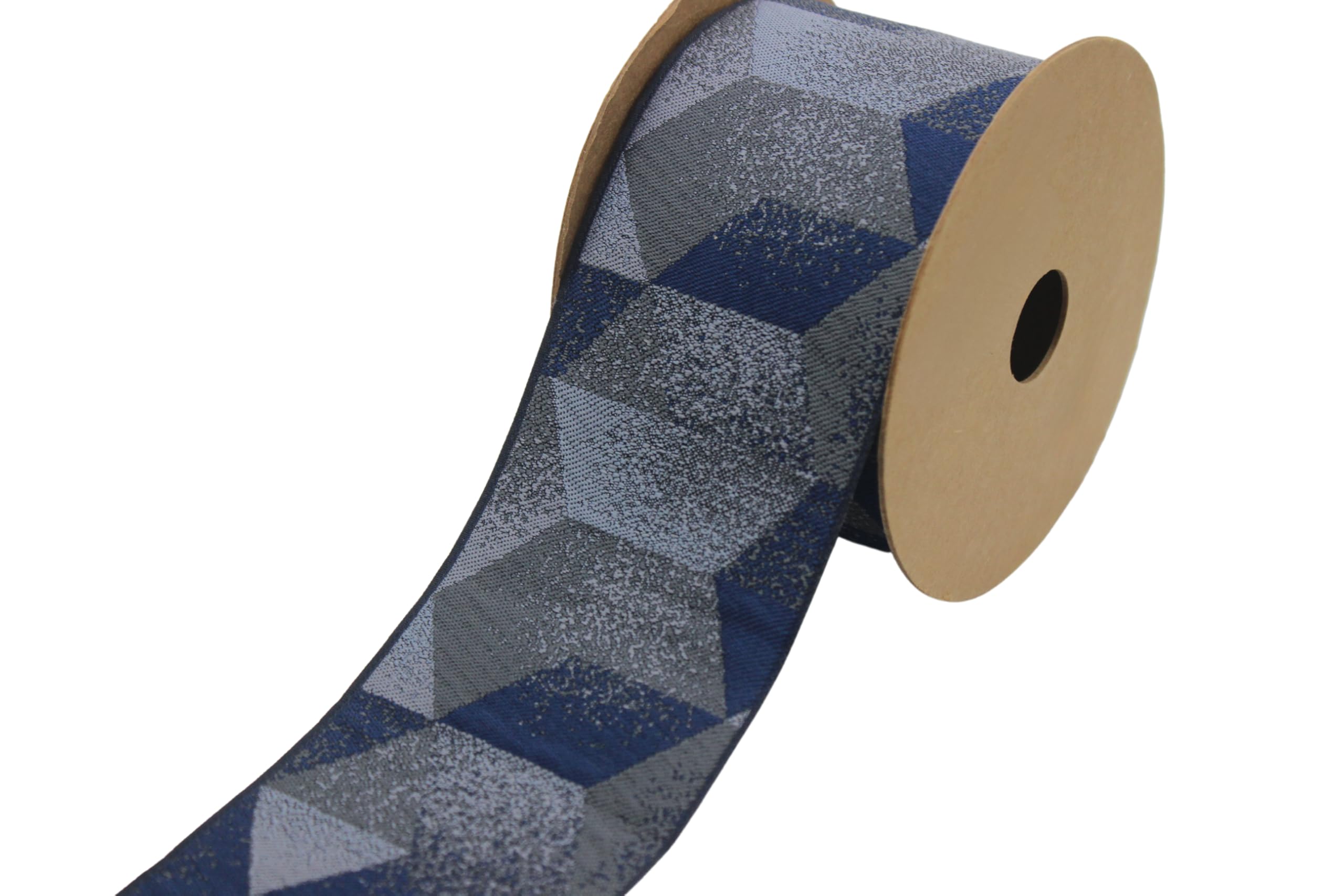 Ruban jacquard mosaïque bleue pour sublimer vos rideaux et draperies de salon