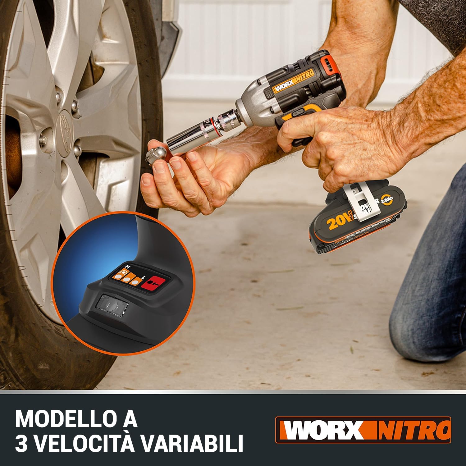 WORX NITRO WX272.9 Avvitatore a impulsi a batteria da 20 V - 300 Nm con motore brushless - Solo utensile