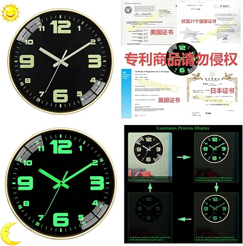 Miniatura 6 de Reloj de pared Reloj de pared de 12 pulgadas Operatednon Tickingglow In Darklarge Font es fácil de leer Visiblemetal Framenot fácilmente