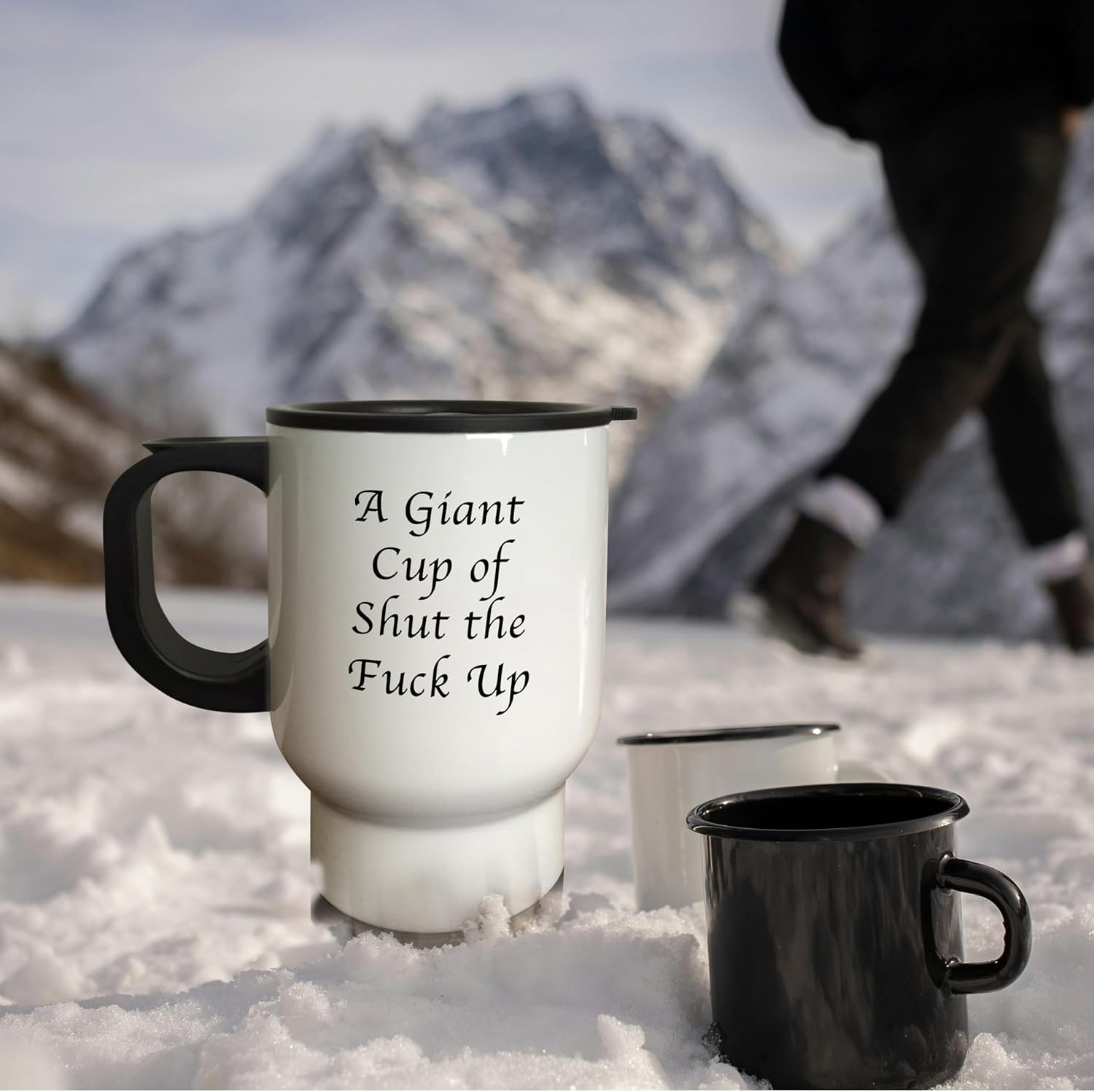 3dRose A Giant Cup of Shut The Fuck Up Travel Mug, 14 oz, White