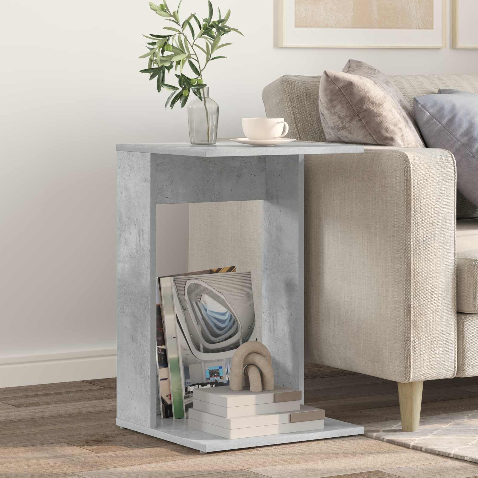 Mesa auxiliar de hormigón gris, 40 x 38 x 62,5 cm, pequeña mesa de centro de madera, mesita de noche moderna para salón y dormitorio, mesa de café delgada rectangular para sofás y sillones