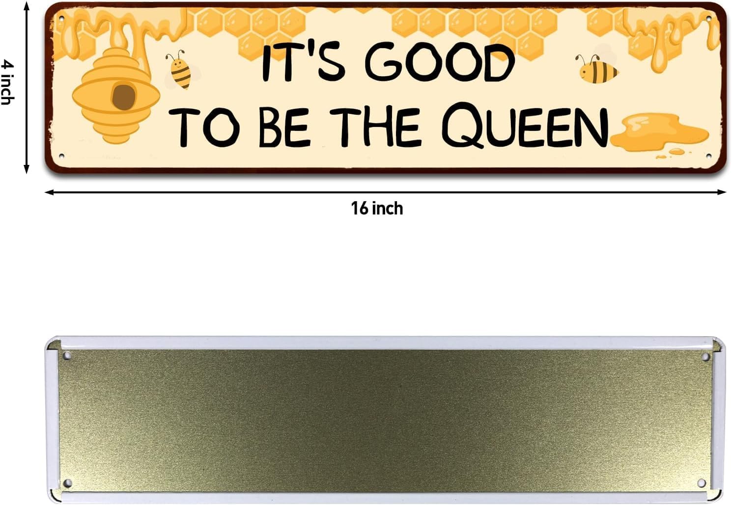 Cute Tin Sign Bee Metal Tin Sign Retro Nostalgic Tin Sign Fun Decorative Sign for Home Kitchen Bar Room Garage Decor Insect Queen Bee Gift for Her Gift for Mum 4 x 16 Inch image 2