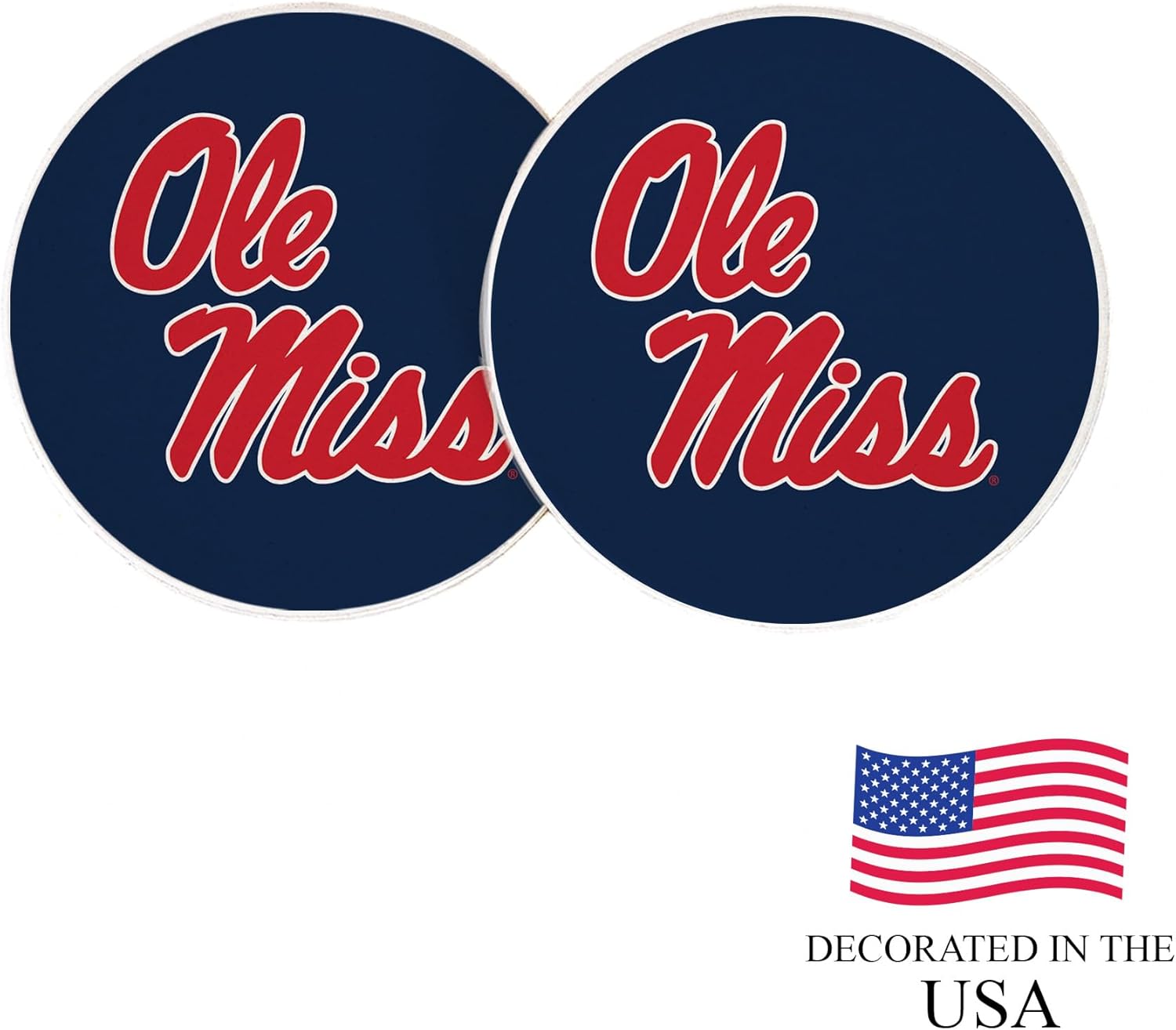 Desert Cactus University of Mississippi Car Accessories Ole Miss Rebels Absorbent Sandstone Cup Coasters Licensed Product Set of 2 (Design A) - Image 4