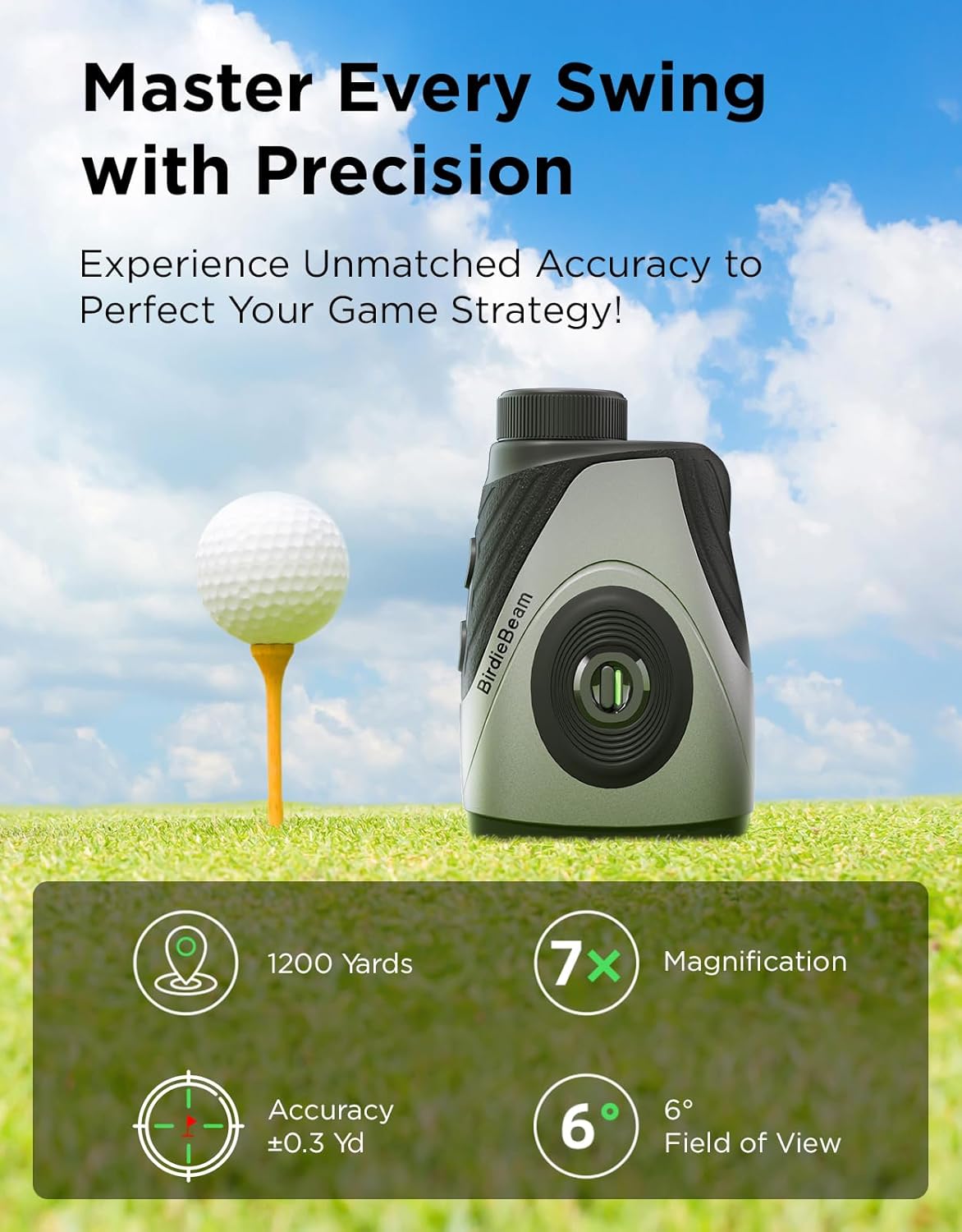 Golf Rangefinder with Slope, 1200Y Laser Range Finder for Golf, 7X Magnification, Flag Lock with Vibration, Magnetic Cart Mount, Ultra-Clear Display, USB-C Rechargeable, Waterproof
