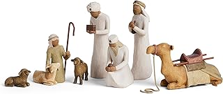 Willow Tree Nativity Accessory Figures with The Three Wisemen Plus Shepherd and Stable Animals 7-Piece Set