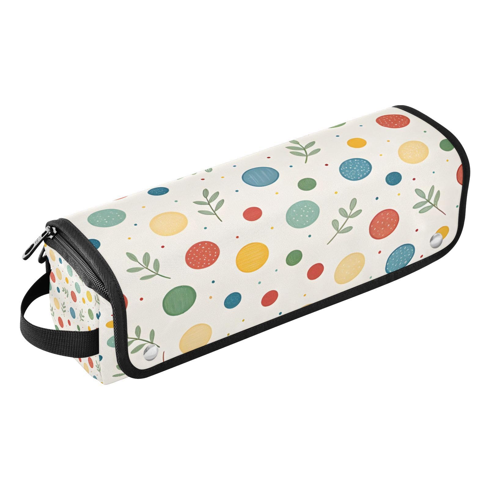 Polka Dots Colorful Hair Tools Travel Bag Portable Hair Accessory Organizer with Heat Resistant Mat 2 in 1