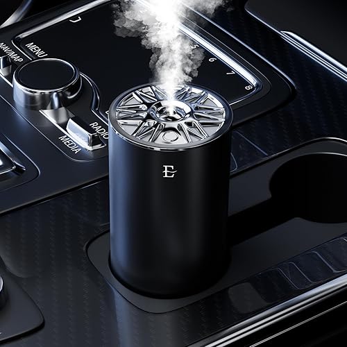EDKCXB Smart Car Air Fresheners,7 Colors Breathing Light,Auto On/Off,80ml Fragrance Lasts 6 Months,Portable USB Aromatherapy Diffuser for Car Home Office Bedroom,Black Frosted,Cologne