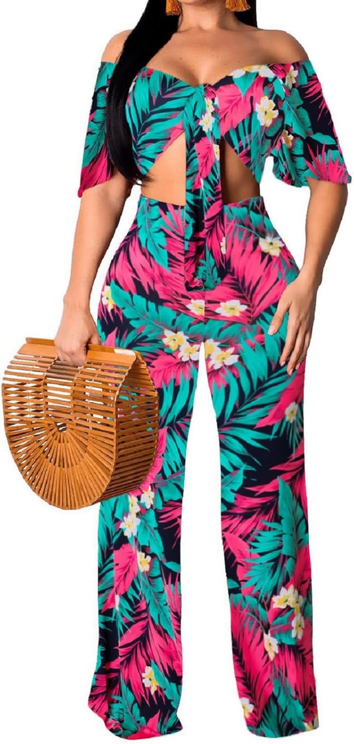 Women Sexy Swimsuit And Cover Up Set Wide Leg Jumpsuit Spaghetti Strap Top Long Pants Summer Beach Sets