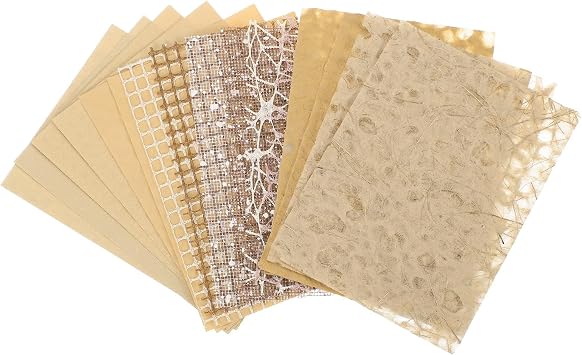 sourcing map 15 Sheets Scrapbook Textured Paper, Yellow Handmade Craft Paper and Mesh Fabric for Scrapbook Planner Book Card Junk Journal Supplies Card DIY Project, 3.9x5.5 Inch