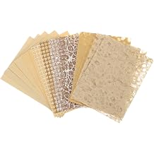 sourcing map 15 Sheets Scrapbook Textured Paper, Yellow Handmade Craft Paper and Mesh Fabric for Scrapbook Planner Book Card Junk Journal Supplies Card DIY Project, 3.9x5.5 Inch