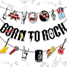 JeVenis birthday garland rock roll music party decoration rock radio banner guitar music for back to 90s hip pop party decoration