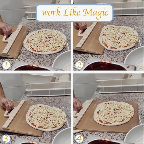 Miniatura 2 de BULINGNA Magic - Pala Pizza Scorrevole, pelador antiadherente para pizza, con asa, accesorio para hornos de pizza, apto para lavavajillas (amarillo,