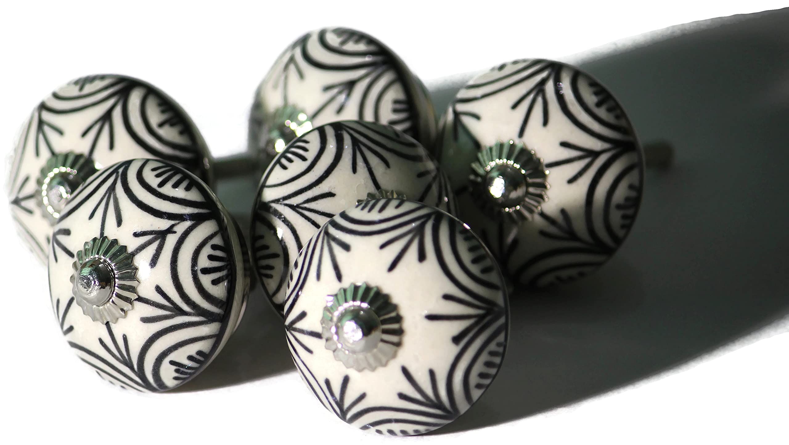 Buy OwlKraft Set of 6 Black and White Design Ceramic Knobs