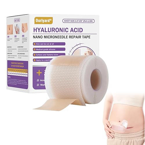 Cinta de cicatriz de silicona de ácido hialurónico, cinta de silicona para cicatrices y arrugas para todos los tipos de piel, 1.6 '' × 60 pulgadas