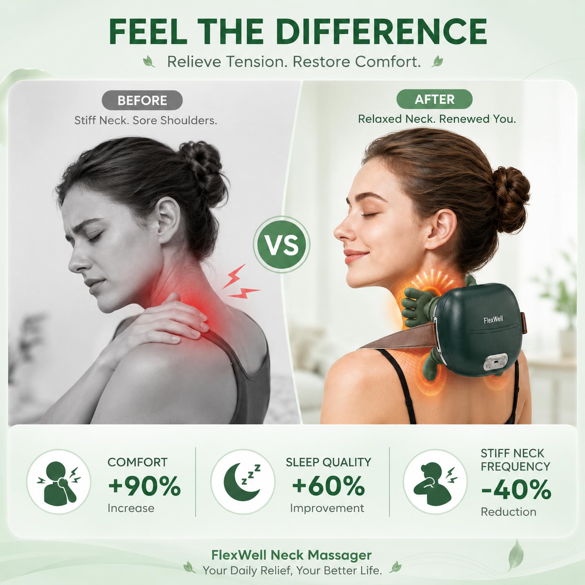 Masajeador de cuello para aliviar el dolor, Shiatsu 4D, masajeador de cuello y hombros, masajeador biónico de cuello y hombros con amasamiento de manos, masajeador con manos pequeñas para el