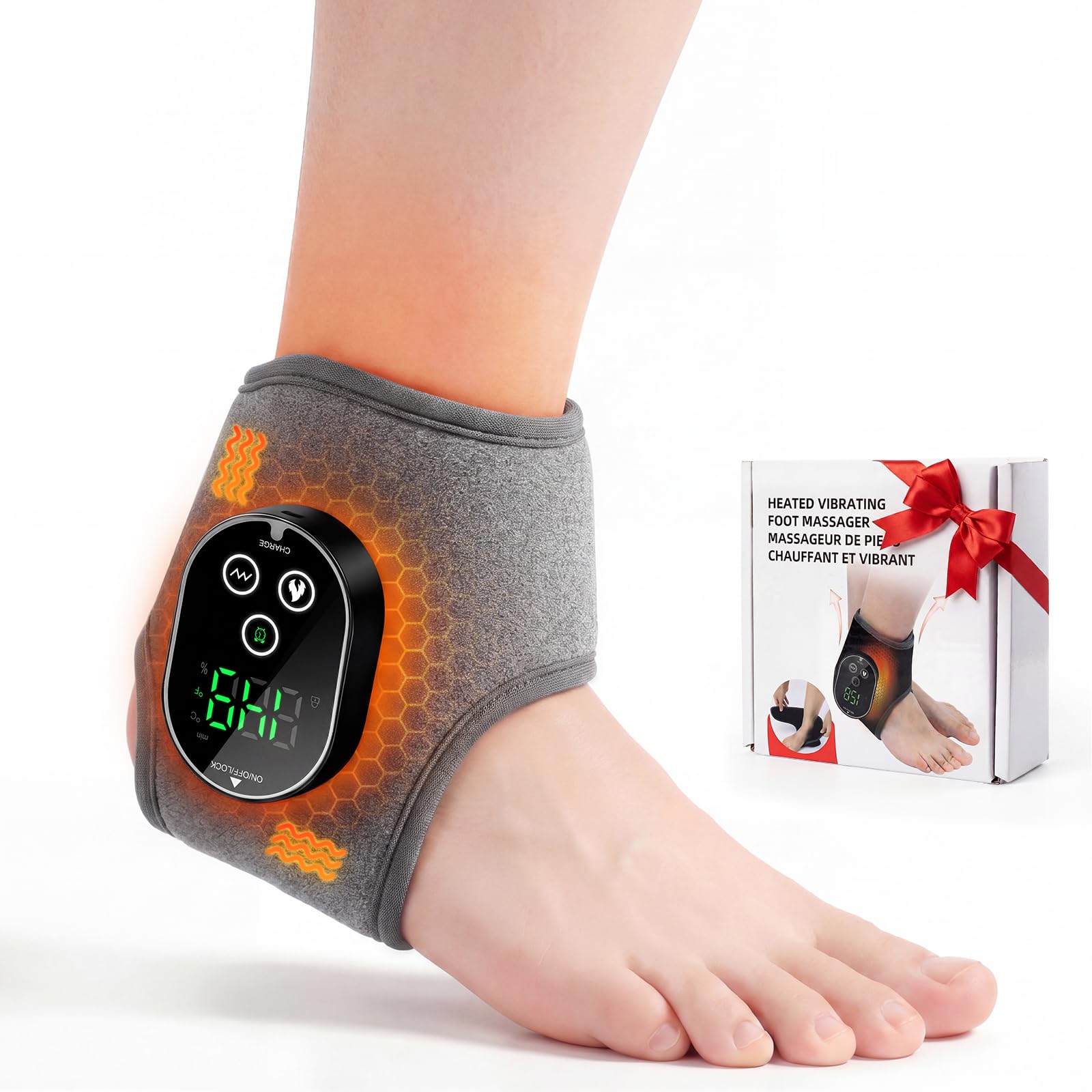 Amazon.com: BETOLEAN Foot Massager for Neuropathy Plantar Fasciitis Pain  Relief, Foot Renew Ankle Massager, Ankle Heating Pad Heated Brace Wrap with  4 Heat Levels and 3 Vibration Modes for Women Men (Grey) :